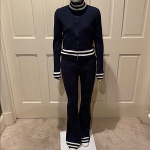 Edikted Navy Ribbed Knit Jumpsuit